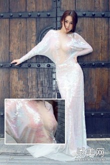 胡梦媛穿着性感透视裙亮相