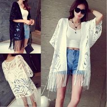 蕾丝衫 夏装宽松大码 流苏 <em>长款</em> 开衫薄外套