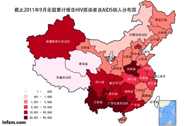 资料来源:2011年中国艾滋病疫情估计报告. (李夏同/图)